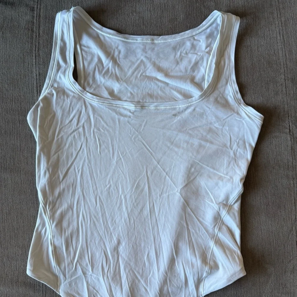 Lululemon Wundermost Ultra-Soft Nulu Square Neck Sleeveless Bodysuit Bone